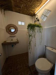 帕干岛Sea Lulaby的一间带卫生间、水槽和镜子的浴室