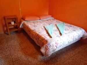 帕纳哈切尔Hospedaje Santo Domingo的一间卧室配有一张带两个枕头的床