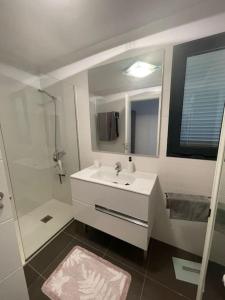 维拉韦德Paraiso的白色的浴室设有水槽和淋浴。