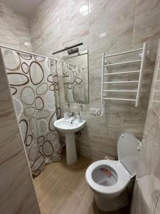 乌日霍罗德Modern Apartments Uzhgorod的一间带卫生间和水槽的浴室