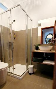 科尔武河畔米兰达Casa Raposo的带淋浴和盥洗盆的浴室