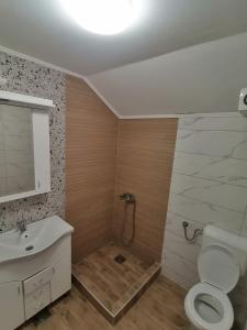 克拉列沃Apartmani Lena的浴室配有卫生间、盥洗盆和淋浴。