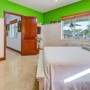 塔维涅Palm Harbor的绿色卧室设有床和窗户