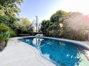 洛杉矶Relaxing 6 BR Oasis with Pool - Lou1的庭院里的一个蓝色海水游泳池