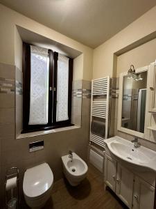 科洛迪A Collodi Io & Mamma的一间带卫生间、水槽和镜子的浴室