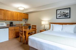 太阳峰Sundance Lodge的酒店客房带一张床和一个厨房