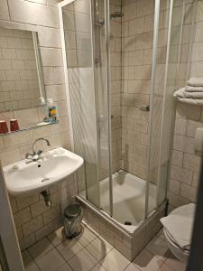 艾斯登勒博纳尔酒店的带淋浴和盥洗盆的浴室