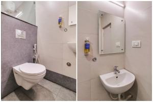 AlipurHotel Stay Inn Maharani Peta的浴室的两张照片,配有卫生间和水槽