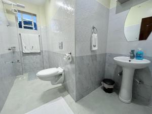 纳库鲁Naka Tranquil Suite with Ample Secure Parking的白色的浴室设有卫生间和水槽。