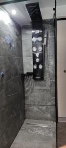 萨格勒布Apartman Maksimir Rebro Jordanovac Luka的带淋浴的浴室