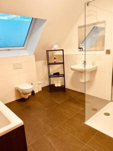 鲁斯特Apartments Maxim的一间带卫生间和水槽的浴室