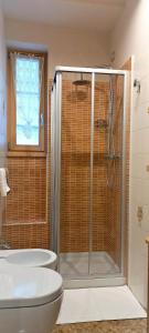 瓦尔富尔瓦Casa Zebrusius - Zebrusius's App的带淋浴、卫生间和盥洗盆的浴室