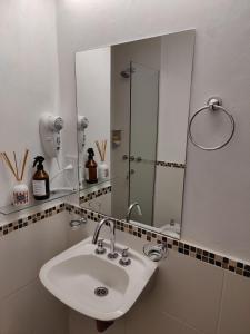 科尔多瓦La Merced Apart的一间带水槽和大镜子的浴室