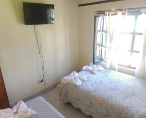 莱瓦镇ABI HAPPY的一间卧室设有一张床、一台电视和一个窗口。