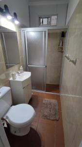 科洛尼亚-德尔萨克拉门托Apartamento RE real de San Carlos的浴室配有卫生间、淋浴和盥洗盆。