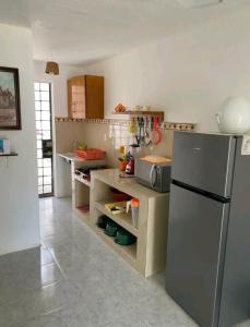 锡瓦塔塔内霍Casa de las Palmas的厨房配有不锈钢冰箱
