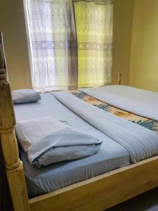 RubavuIgnite guest and apartment的卧室设有两张单人床和窗户。