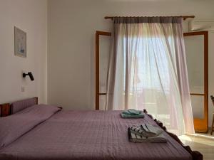 派莱卡斯Anemone的一间卧室配有床,窗户配有毛巾