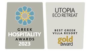 斯基亚索斯镇Utopia Eco Retreat的两个标志,以获得新的希腊好客奖和最佳绿色别墅度假村