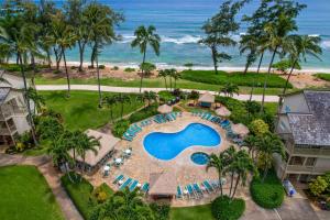 卡帕阿海滩雅诗顿艾兰德酒店的享有度假胜地的空中景致,设有游泳池和海洋