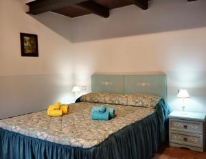 阿贝托内Agriturismo Al Castagno的一间卧室配有一张带两个枕头的床