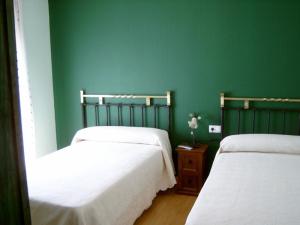 La Santa Espina拉布拉多之角乡村民宿的绿墙客房内的两张床