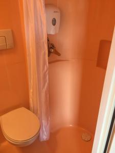 拉库罗讷普瑞米尔昂古勒姆拉库洛那经典酒店的一间带卫生间和淋浴的小浴室