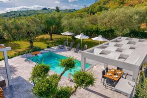 普莱诺斯Valeria Private Villa的享有带游泳池的别墅的空中景致
