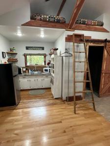 朗维尤Treehouse at Berry-patch的冰箱旁带梯子的厨房