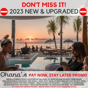 蓝梦岛Ohana's Beachfront Resort & Beach Club的一张杂志广告,为一家度假村,上面有两位女性的照片