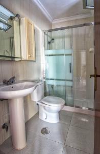 巴尔巴特Apartamento Antonio Machado的浴室配有卫生间、盥洗盆和淋浴。