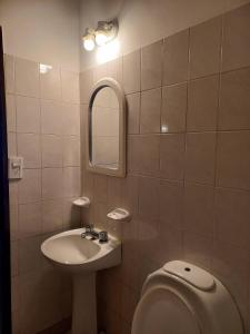 卡门-德巴塔哥内斯La casa de Lean的一间带水槽、镜子和卫生间的浴室