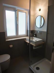 巴特特尔茨Alte Seifensiederei - Malala的一间带水槽、卫生间和镜子的浴室