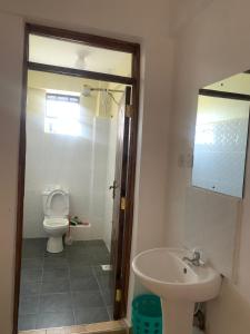 埃尔多雷特Rorot 1 bedroom Kapsoya with free wifi and great views!的一间带卫生间和水槽的浴室
