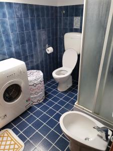 圣贝内代托-德尔特龙托Piazza Cesare Battisti的一间带卫生间和洗衣机的浴室