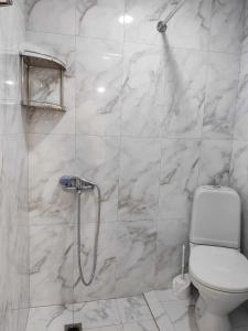 叶海格纳佐尔Sun House的白色的浴室设有卫生间和淋浴。