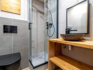 蒂涅Apartment Le Pramecou - Val Claret-8 by Interhome的一间带水槽和淋浴的浴室