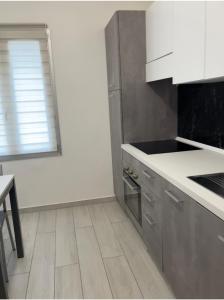 奥里奥阿塞里奥Apartment Orio Volta的厨房配有不锈钢用具和白色橱柜
