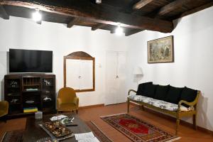 巴尼奥雷焦Palazzo Granaroli的带沙发和电视的客厅