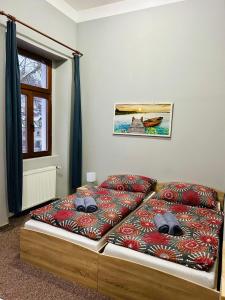 特普利采Thermal Apartments的一张床上有两个枕头的房间
