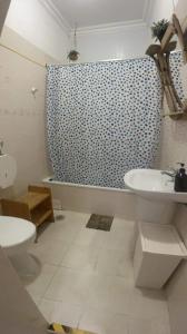 佩尼契Peniche Hostel的一间带水槽和卫生间的浴室