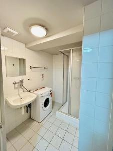 特普利采Thermal Apartments的一间带洗衣机和水槽的浴室