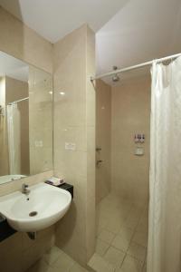 日惹University Club (UC) Hotel UGM的一间带水槽和淋浴的浴室