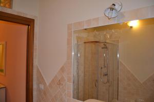 圣特奥多罗帕文切拉住宿加早餐旅馆的带淋浴和镜子的浴室