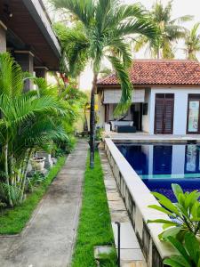 蓝梦岛彭杜克巴鲁纳花园酒店的一座带游泳池和棕榈树的房子