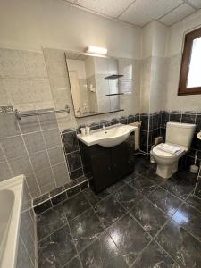 迪沃讷莱班Le Divona的一间带水槽、卫生间和镜子的浴室