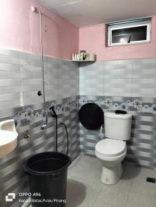 甲抛峇底Homestay Teratak Kayu kota Aur的一间带卫生间和水槽的浴室