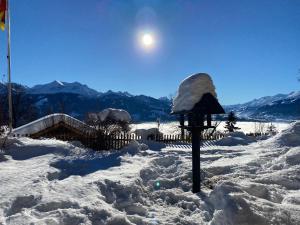 贝阿滕贝格Birchihaus的天空中满是月亮的雪地