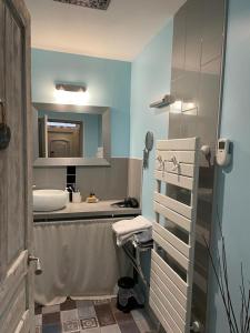 列万Le cèdre bleu的一间带水槽和镜子的浴室