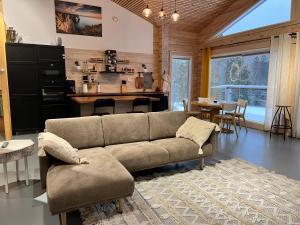 TeijoKiiski Home的带沙发的客厅和厨房